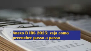 Anexo B IRS 2025 veja como preencher passo a passo