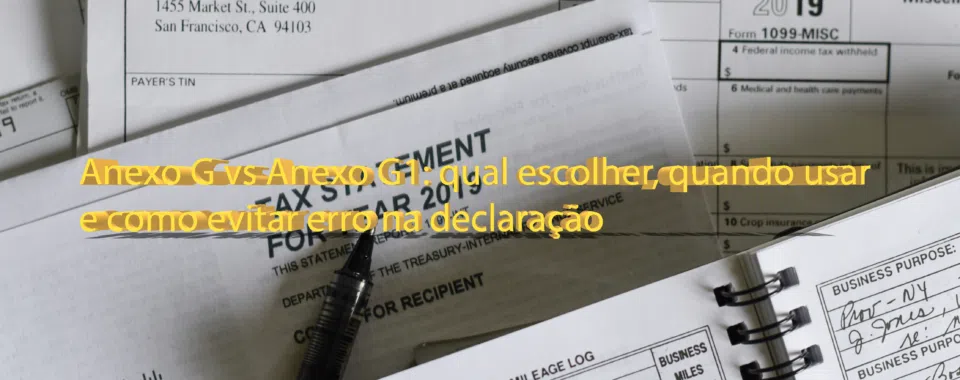 Anexo G vs Anexo G1: qual escolher, quando usar e como evitar erro na declaração