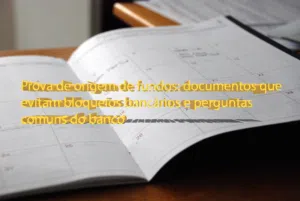 Prova de origem de fundos: documentos que evitam bloqueios bancários e perguntas comuns do banco